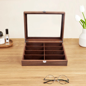 眼镜收纳盒木质纹太阳镜墨镜展示盒防压防尘多格大容量高档复古实