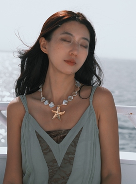 波西米亚母贝海星项链度假项链