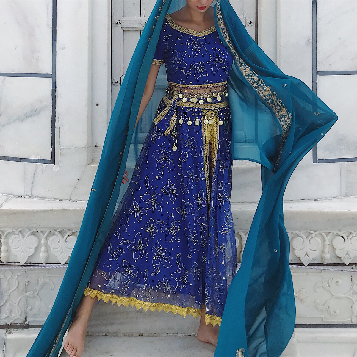 猫之旅店印度自制亮片bling高腰