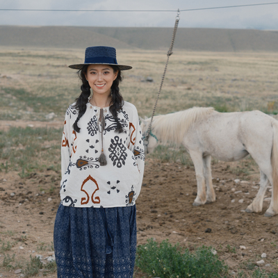 猫之旅店民族风印花衬衫草原穿搭