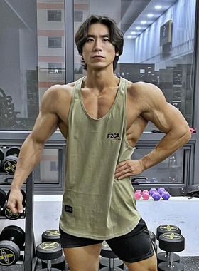 健身运动背心夏季美背无袖T恤透气弹力跑步训练吸湿排汗休闲工字