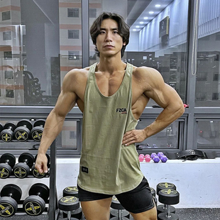 健身运动背心夏季 T恤透气弹力跑步训练吸湿排汗休闲工字 美背无袖