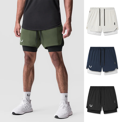 ASRV男子四分双层运动短裤