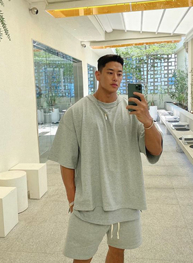 欧美oversize短袖健身运动宽松大码篮球T恤男士训练衣服潮牌半袖