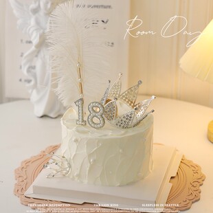 网红皇冠蛋糕装饰摆件珍珠数字插件女神公主儿童仙女生日派对装扮