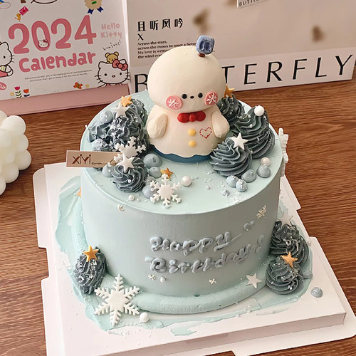 网红恋与深空黎深小雪人蛋糕装饰可爱软胶雪人摆件生日装扮插件