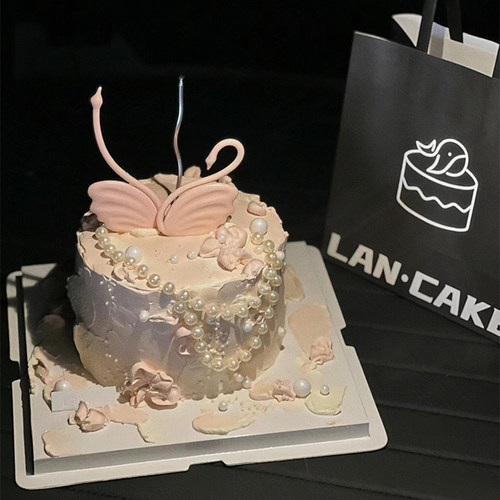 七夕情人节唯美蛋糕装饰黑白天鹅女神生日小天鹅爱情鸟甜品台插件