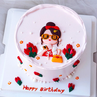 烘焙蛋糕装 饰摆件富婆闺蜜女王女神暴富发财钱币翻糖模具插件配件