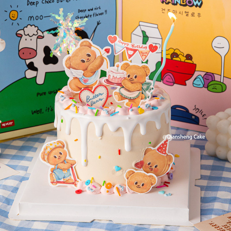 黄油小熊蛋糕装饰插件情侣生日告白射箭爱心小熊甜品台烘焙插牌,节庆用品/礼品,节日装扮用品,淘宝优惠券,粉丝福利购,淘宝优惠卷