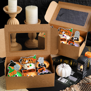 2024万圣节纸杯蛋糕装饰透明开窗包装盒烘焙打包盒节日装扮插件