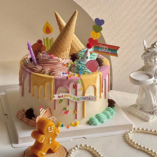 韩系小熊蛋筒卷筒蛋糕装饰