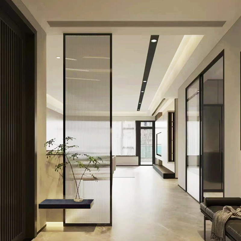 轻奢长虹玻璃入户玄关设计屏风后现代简约客厅进门装饰隔断定制