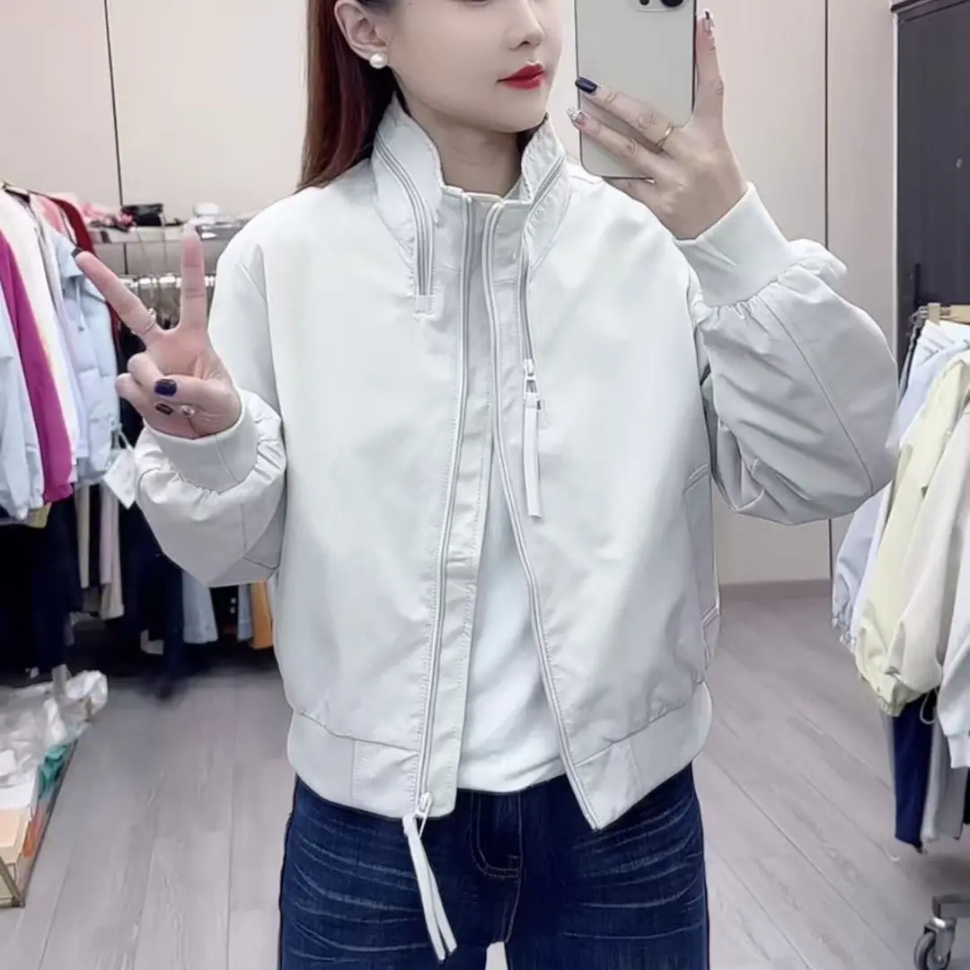 韩版立领拉链短外套女宽松冲锋衣休闲风百搭小个子夹克上衣棒球服