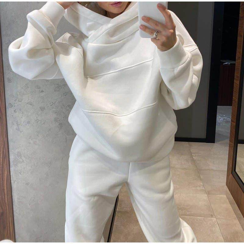 Two piece hooded panty trousers coat for women