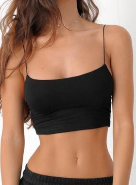 Sexy Tank Top Black Halter Crop Tops Women Summer Camis Back