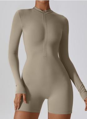 Dance Sport Jumpsuit Unitard Gym Women Romper Zip Fitness