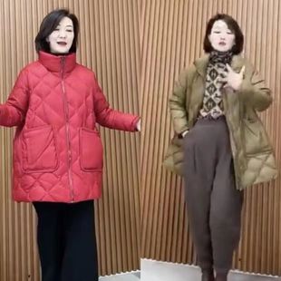 休闲宽松A字中长款 韩版 立领羽绒棉服外套女轻薄保暖a 新款 2022冬装