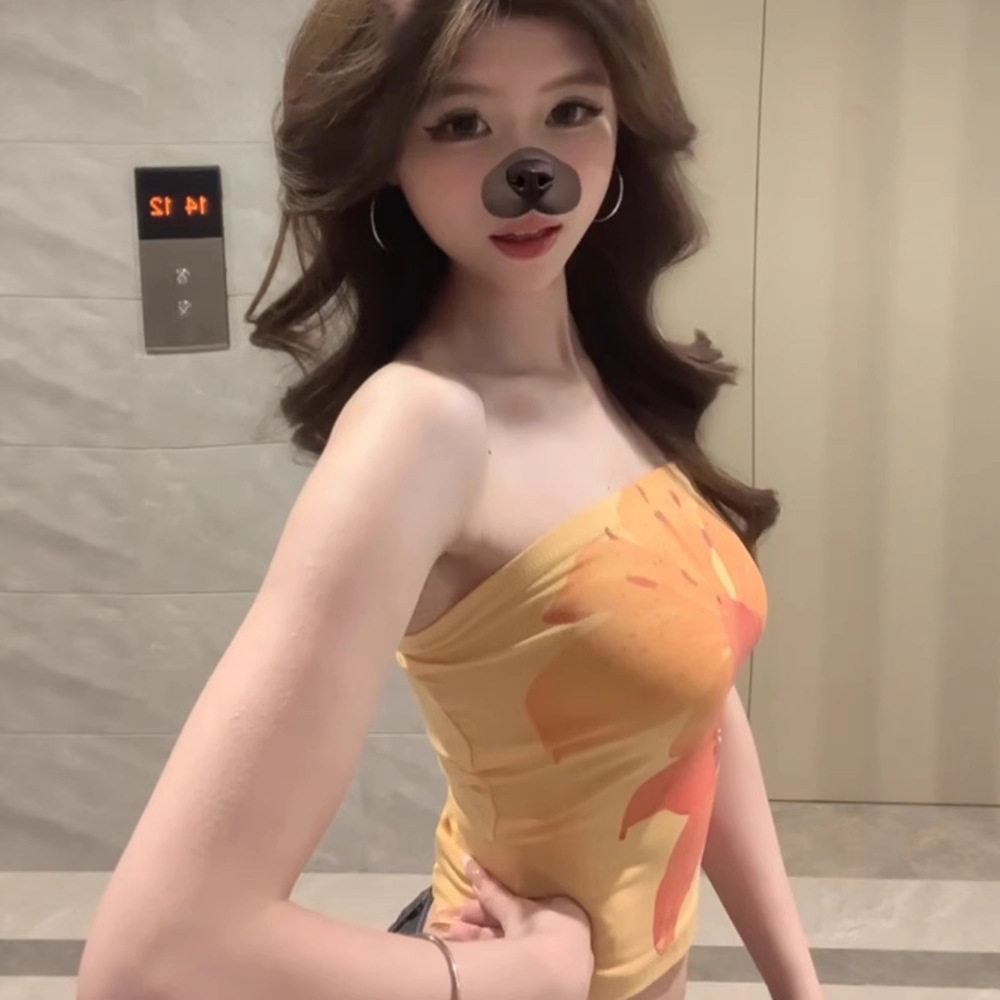 纯欲风辣妹印花抹胸吊带背心女2抹胸