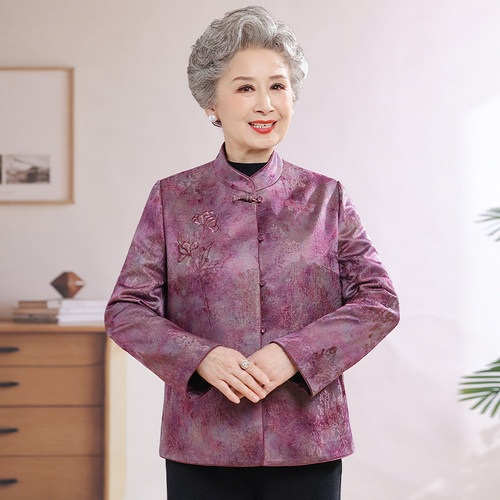 新中式立领盘扣唐装外套妈妈装