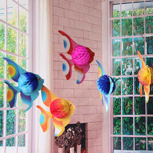 海洋风热带鱼挂饰六一幼儿园环创布置教室空中吊饰文具店屋顶装饰