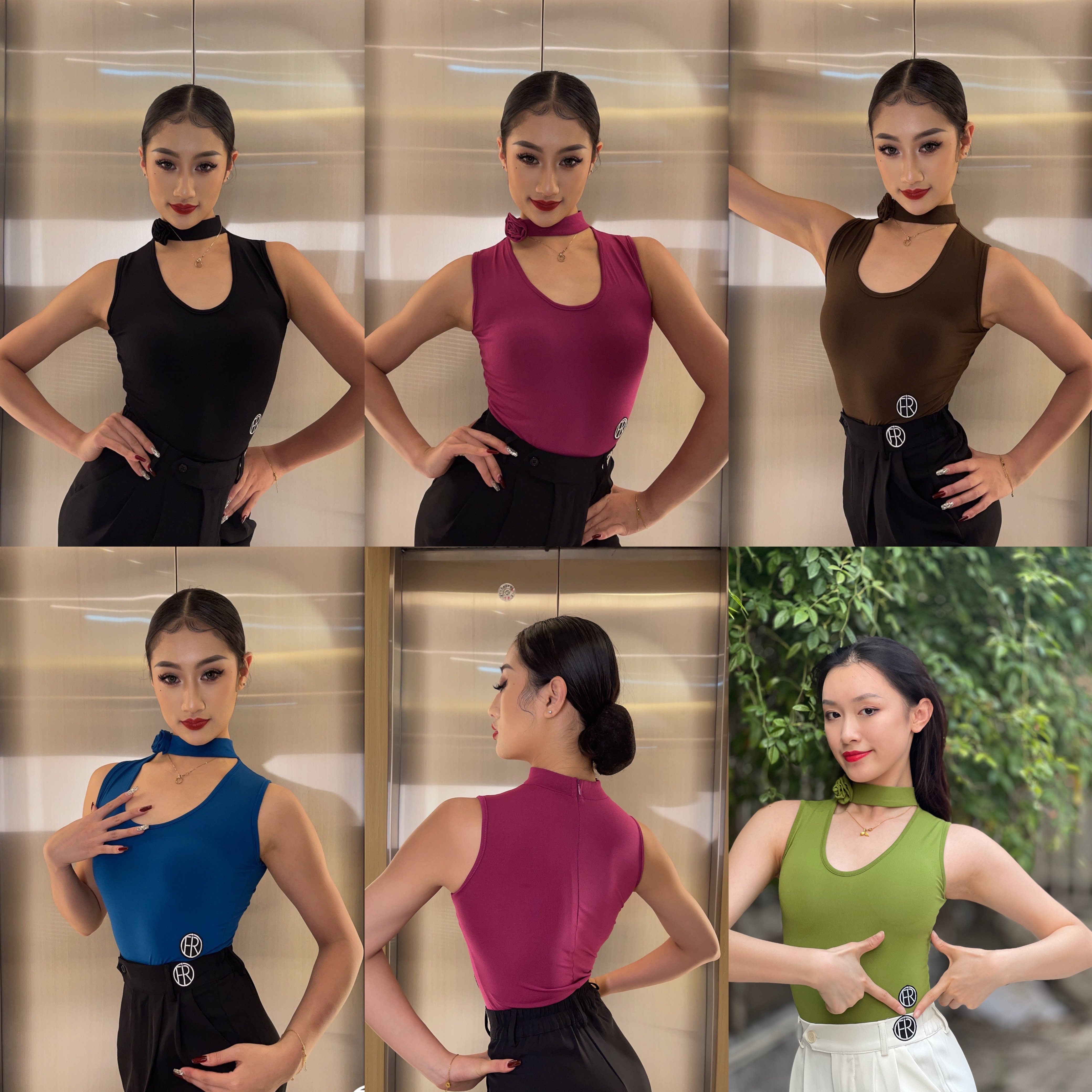 Fairy舞服手工玫瑰背心摩登显瘦连体衣带胸垫底裤拉丁舞练功上装