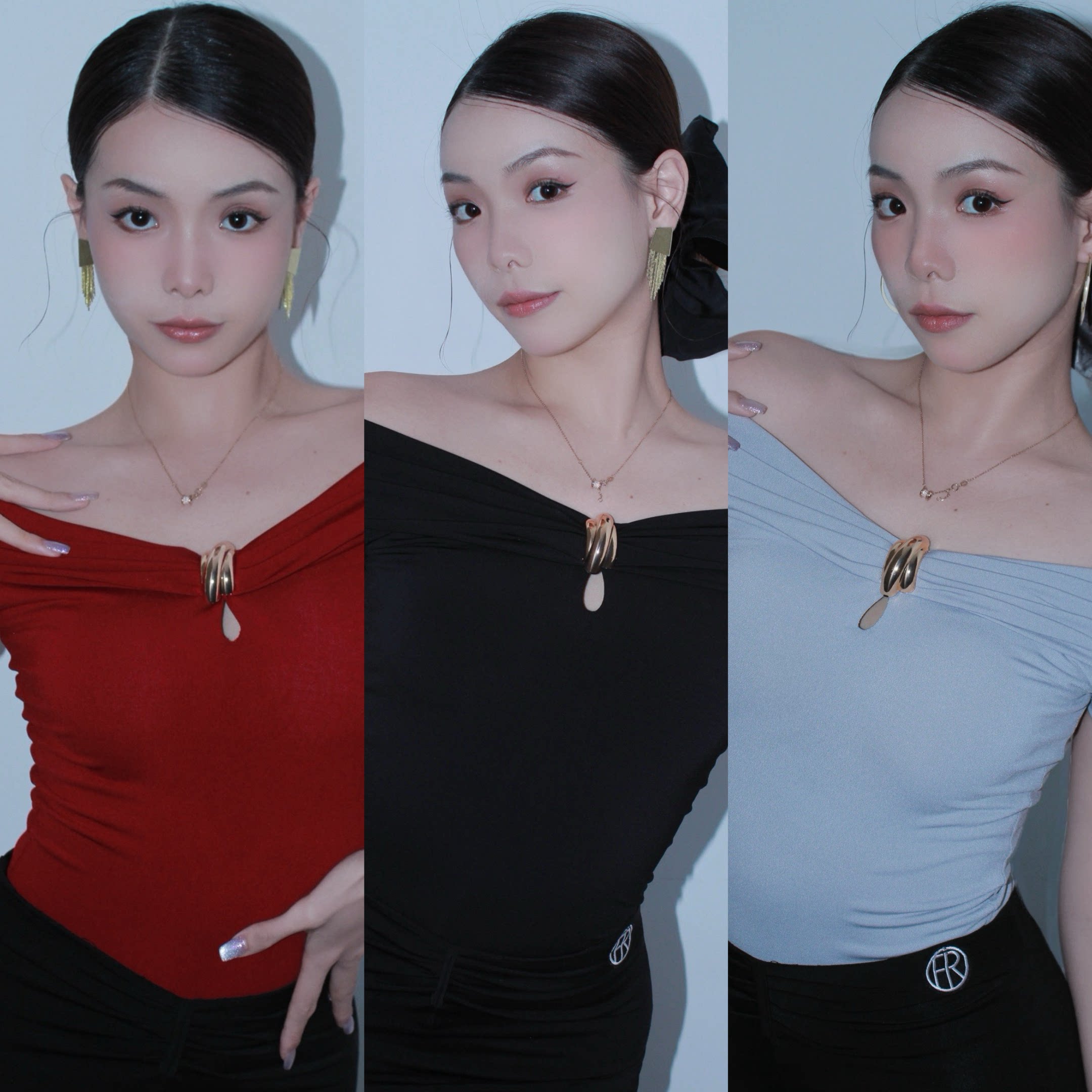 Fairy舞服设计感小众新款金属扣设计拉丁摩登连体衣显瘦一字领