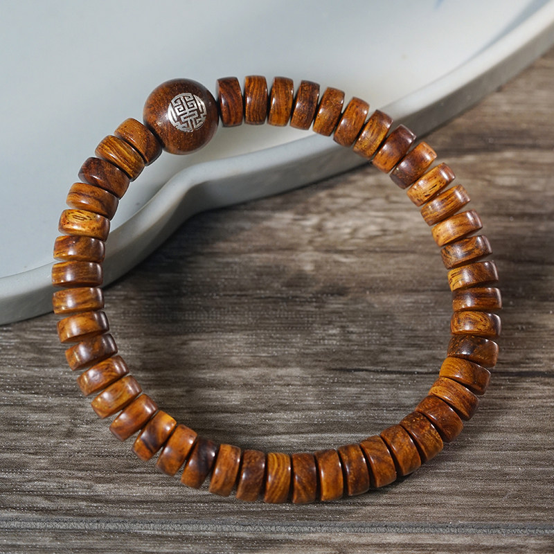 海南黄花梨海黄降香黄檀精工药片珠手串镶嵌银丝DIY隔珠文玩手链,饰品/流行首饰/时尚饰品新,黄花梨木,淘宝优惠券,粉丝福利购,淘宝优惠卷