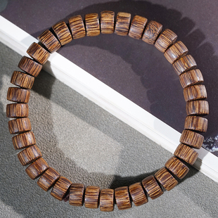 天然沉香木手串药片珠手链文玩佛珠念珠男女款 木串绕指柔单圈珠串