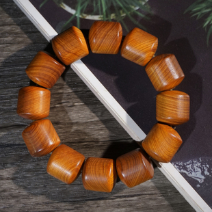 黑油崖柏桶珠文玩手串异形珠念珠木串男女款把玩珠串药香味佛珠