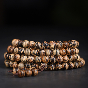 玄同东马沉香佛珠文玩手串天然老料沉香念珠8mm108颗男女款