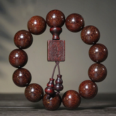 老料金星小叶紫檀佛珠手串带方牌葫芦非洲紫檀木串念珠手链文玩