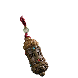 古风镂空绿檀犀角紫檀六字转轮香囊可开合国风包包挂饰挂件吊坠