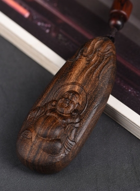 玄同保真菩萨棋沉香木挂件观音弥勒兽面牌佛珠文玩念珠吊坠手把件