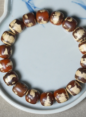 芽庄白棋楠玉化沉香木老型珠单圈手链佛珠文玩手串老料木串念珠