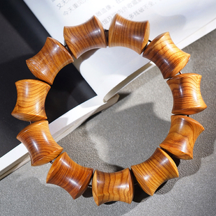 黑油崖柏竹节手串手链男女款木质手饰异形珠佛珠节节高升念珠