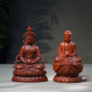 印尼金星紫檀木雕如来佛祖摆件释迦摩尼佛像三宝佛度母雕刻摆件