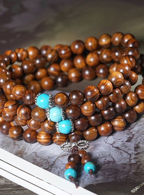 黑花梨108颗隔珠款DIY手链佛珠手串男女款多圈木串念珠盘玩