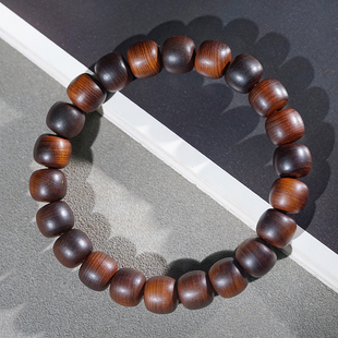 雷击崖柏老型珠文玩手串木串念珠手链黑油骨料崖柏男女文玩单圈