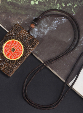 沉香木雕刻山鬼花钱文玩吊坠挂件挂饰车挂平安牌雕刻牌461牌