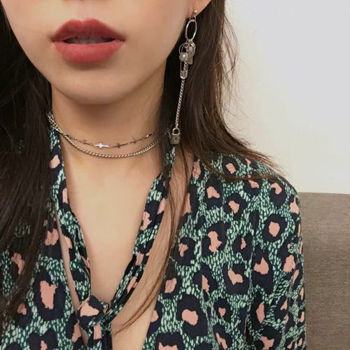 欧美风双层ins金属短项圈短项链