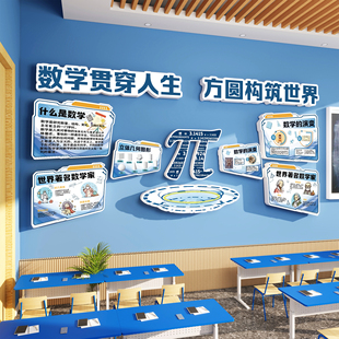 数学教室布置装饰培训班辅导机构思维文化墙贴画托管班背景墙环创