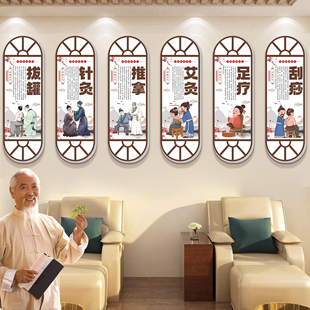 养生馆软装中医文化墙中医挂画诊室装饰推拿理疗店形象墙宣传壁画