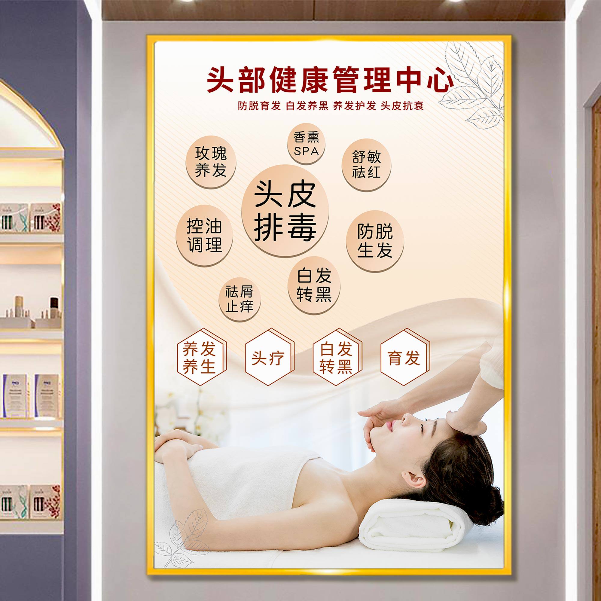 头皮检测图宣传海报养发馆装饰画头皮护理保养常见问题广告贴纸画