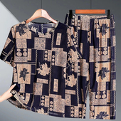 夏季 妈妈装 短袖 中老年女装 大码 冰丝套装 夏装 老年人夏天休闲两件套