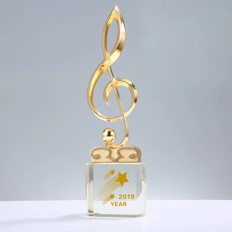 音乐奖杯定制水晶金属音符演讲大赛校园十佳歌手冠军钢琴比赛金奖