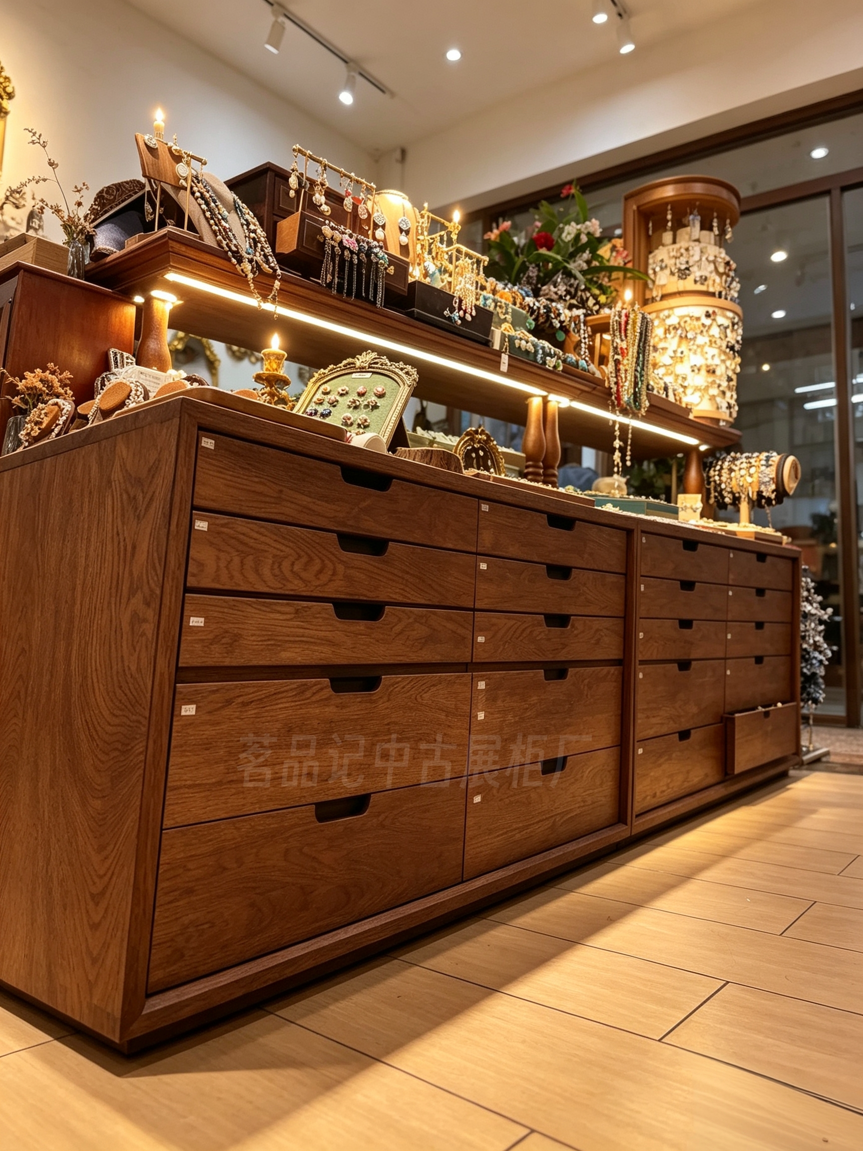 中古风店铺中岛展示柜法式陈列柜