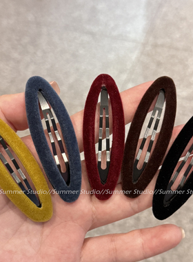 5色 闭眼入的品质 百搭的款BB夹碎发夹子丝绒掰掰椭圆侧边夹