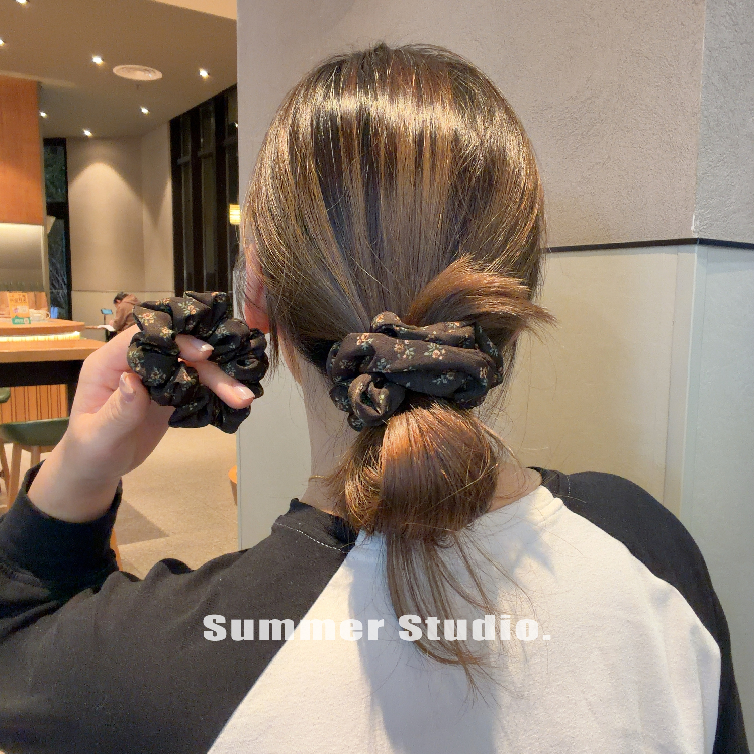 复古美拉德色系印花发圈