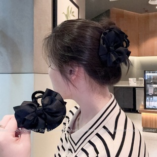 中号缎面蝴蝶结抓夹女后脑勺在逃公主盘发刘海抓中号夹子发卡发饰