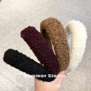 高级感羊羔毛卷发箍 宽边高颅顶洋气时尚头箍压发洗脸发卡发饰